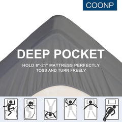 COONP Mattress Topper, Extra Thick Pillowtop, Cooling and Plush Mattress Pad Cover 400TC Cotton with 8-21 Inch Deep Pocket 3D Snow Down Alternative Fill