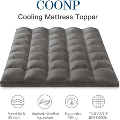COONP Full XL Mattress Topper, Extra Thick Mattress Pad Cover, Cooling Pillowtop with 8-21 Inch Deep Pocket 3D Snow Down Alternative Fill(Grey, Full XL-54"x80")